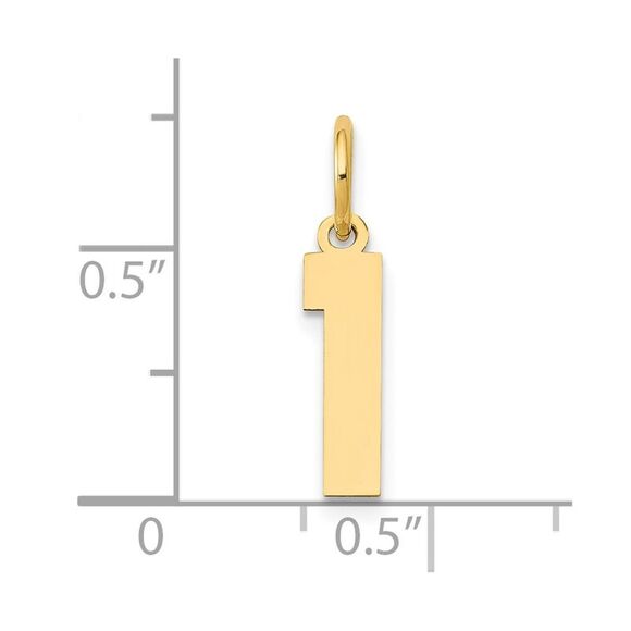 14k Yellow Gold, Athletic Collection, Small Polished Number 1 Pendant - Picture 4 of 5